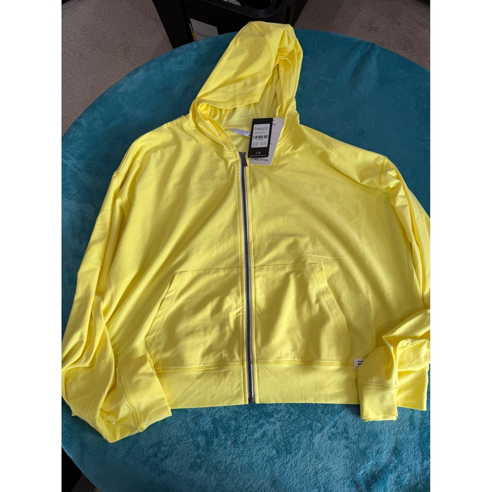 Peloton Dreamblend Crop Full Zip Jacket Yellow Hooded Sweatshirt WT00816 2X NEW